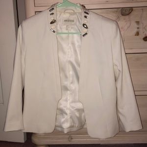 H&M Rhinestone Embellished Off White Blazer